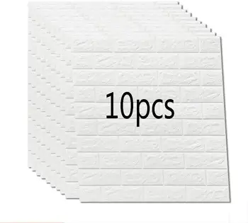 

10Pcs 3D Brick Wall Stickers Living Waterproof Foam Room Bedroom DIY Adhesive Wallpaper Art 70*77cm cm home Wall Decals DIY hom