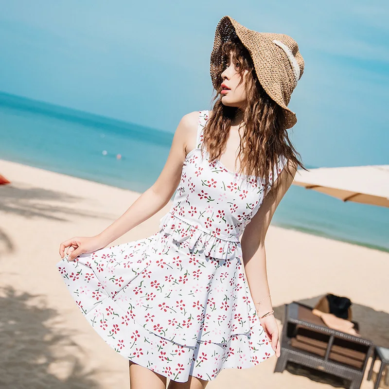

Hipster Swimsuit Women's Split Skirt-Small Bust Gathering Underwire Three-piece Set Slimming Belly Covering South Korea Hot Spri