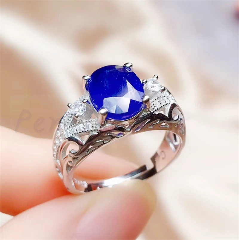 Сапфировое кольцо 3.5CT драгоценный камень 925 стерлингового серебра ювелирные украшения для мужчин или женщин# R991221