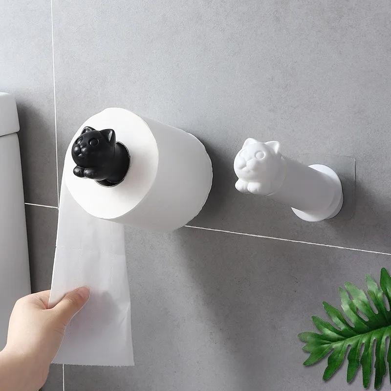 

Cute cat design Toilet Paper Roll Holder Wall Mounted paper roll stand storage rack towel hanger bathroom shelf home oranizer