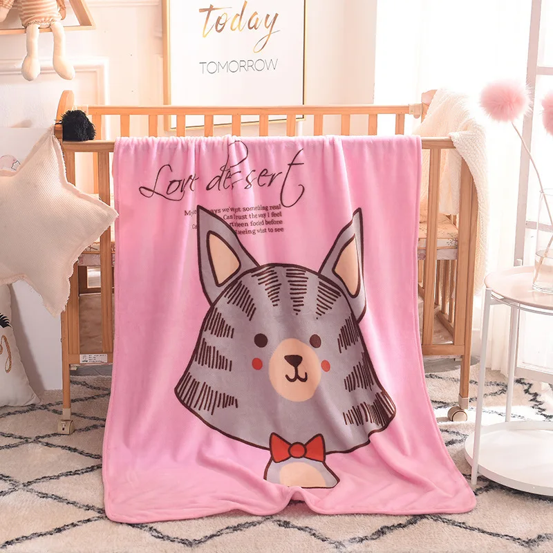 Newborn Bedding Winter Warm Swaddling Blanket Kids 140*100 cm Flannel Cartoon Wrap Blanket Baby Thermal Soft Cotton Soft Blanke