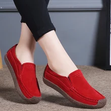 Casual shoes women suede leather slip on loafers comfortable Summer Autumn flats female boat shoes plus size 35-42 7 colors