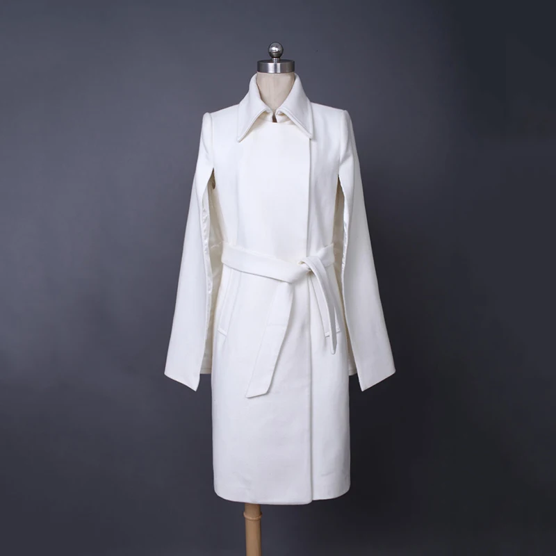 

[EWQ] 2019 Spring Autumn New Pattern Stand Collar Long Sleeve Solid Patchwork Long Loose Woolen Coat Fashion Tide AH13601