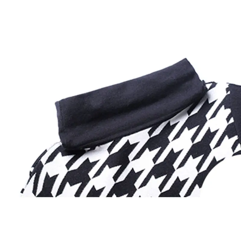 XITAO Fashion Houndstooth Sweaters for Women Loose