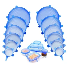 6 шт многоразовые силиконовые колпачки для еды, эластичные силиконовые крышки, универсальные свежие Чехлы для фруктов, миски, крышки для горшка, кухонные аксессуары