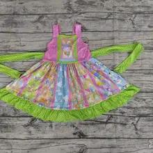 Милый Пасхальный кролик детская одежда девушка, платье летнее платье с надписью шить прогулки праздничное платье