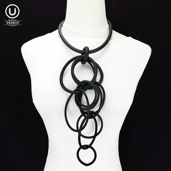 

UKEBAY New Leather Necklaces Women Handmade Jewelry Punk Style Elasticity Sweater Dress Chains Charm Necklace For Party Jewelry