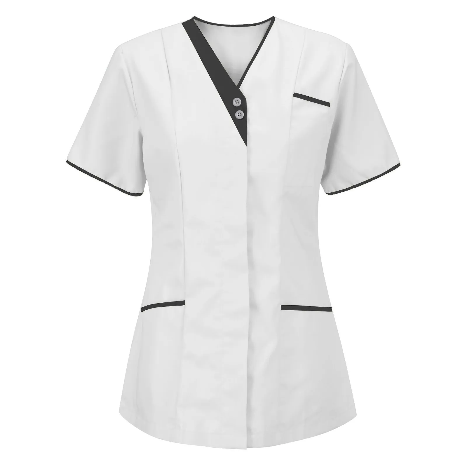 Healthcare Nurse Tunic Women Solid Pocket Scrub Tops Short Sleeve Blouse Beauty Salon Overalls Medical Dental VET Carer Uniforms