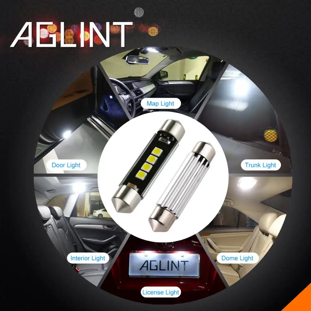AGLINT ڵ  Ʈ ĵ, 佺 LED ,  , ׸   ,  6000k, 12V, 41mm, 42mm, C5W, 2 