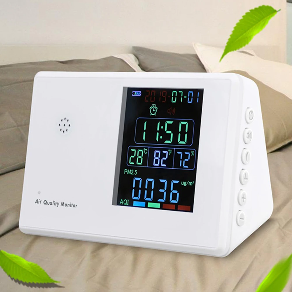 

Alarm Standing Accurate Air Quality Monitor Humidity Office LCD Display Home For CO2 PM2.5 Rechargeable Formaldehyde Particles
