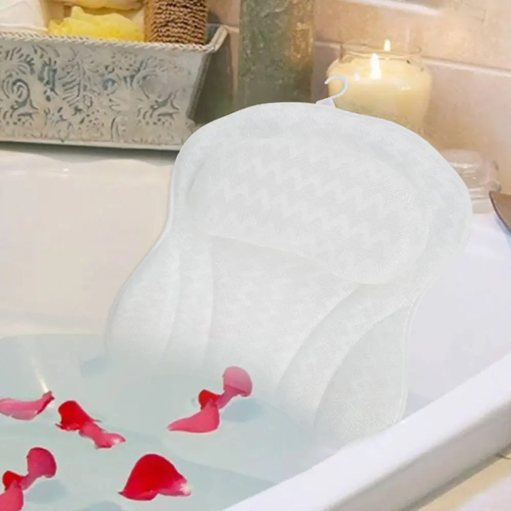 Luxury SPA Bath Pillow Bathtub Head Rest Neck Support Bathroom Suction Cushion 