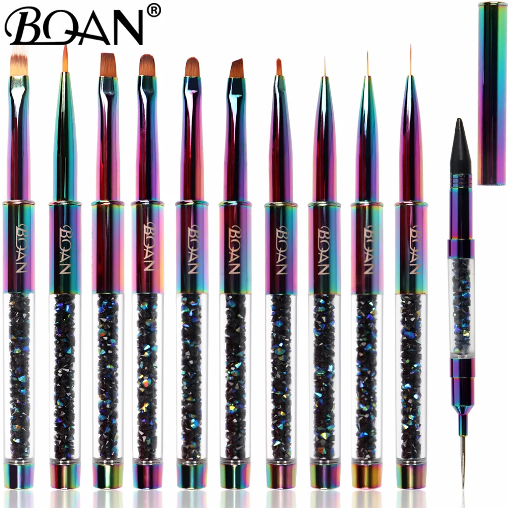 Nail-Brush Manicure-Tools Line Uv-Gel Rainbow Acrylic BQAN Drawing-Pen Crystal 1pcs