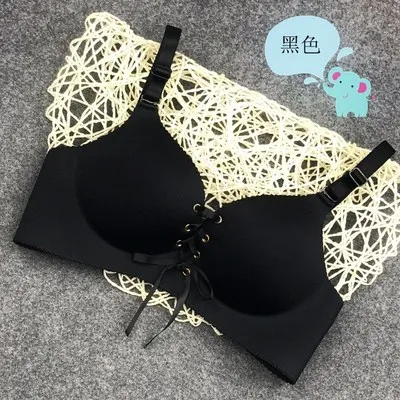 Gather breast Pull b Bra Adjustable straps lady Bra New Wedding Dress Strapless Sexy Underwear Three Buckle Underwear Women - Color: bra