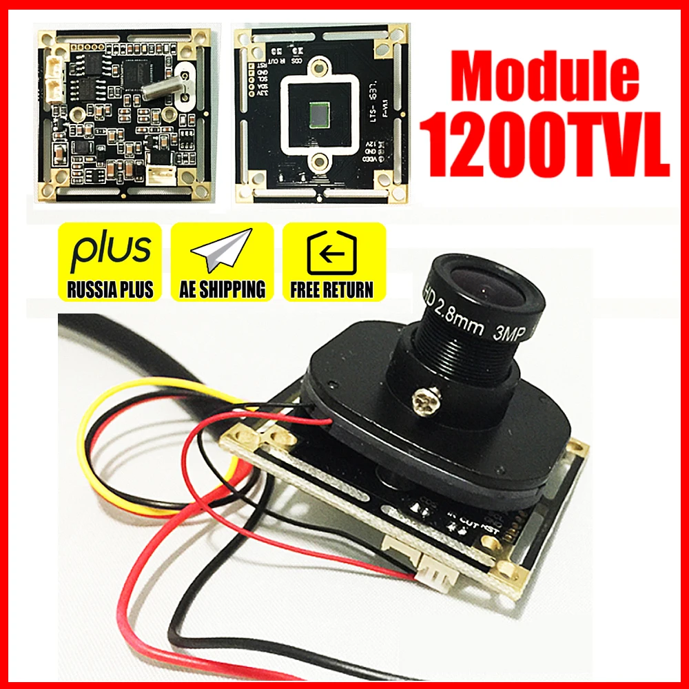 

HD 1200TVL CAMERA CHIP complete module Mini Monitoring circuit board Color 1/4"CMOS 3.6mm lens ircut Include cable Analog a set