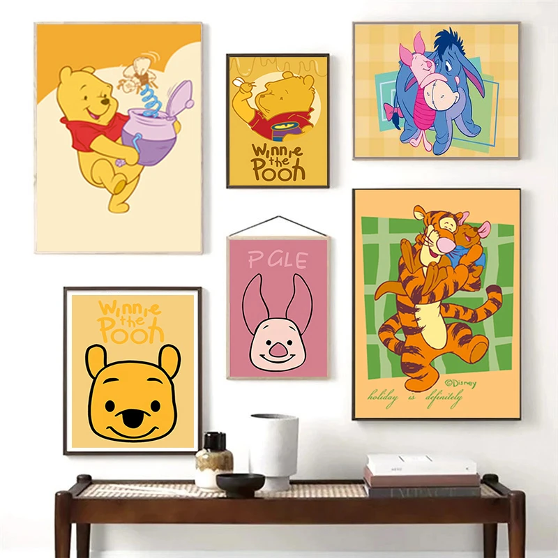 Disney Cartoon Canvas Painting Anime Cute Winnie The Pooh Posters And