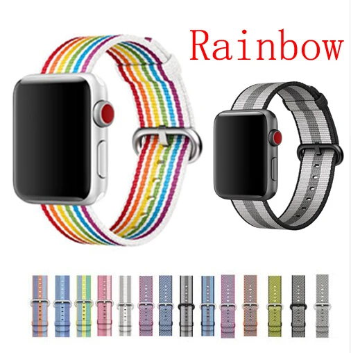 Нейлоновый ремешок в радужную полоску для Apple Watch спортивный iwatch 5 4 3 2 1 42 38 40 44