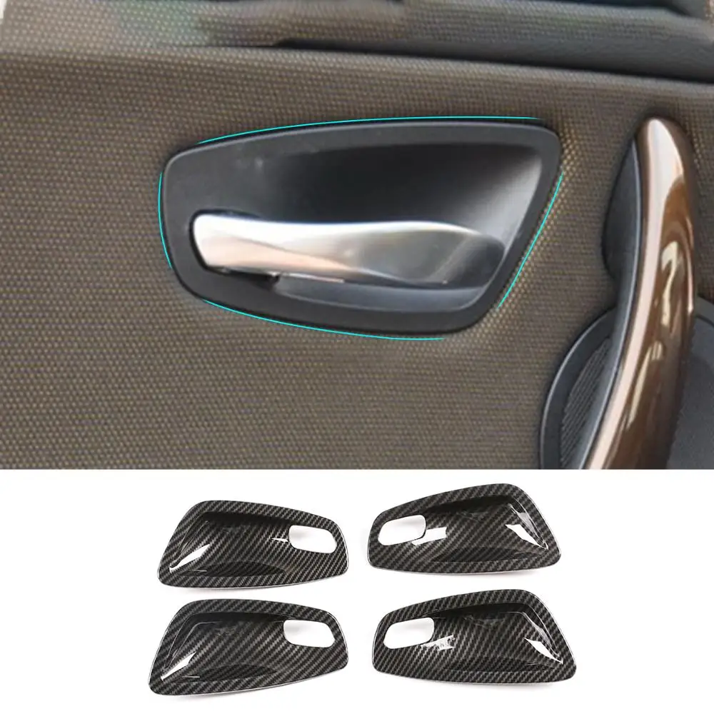 For BMW 120i E81E82 ABS Chrome/carbon fiber texture inner door handle bowl decoration cover 1series 2007 -11Interior Accessories