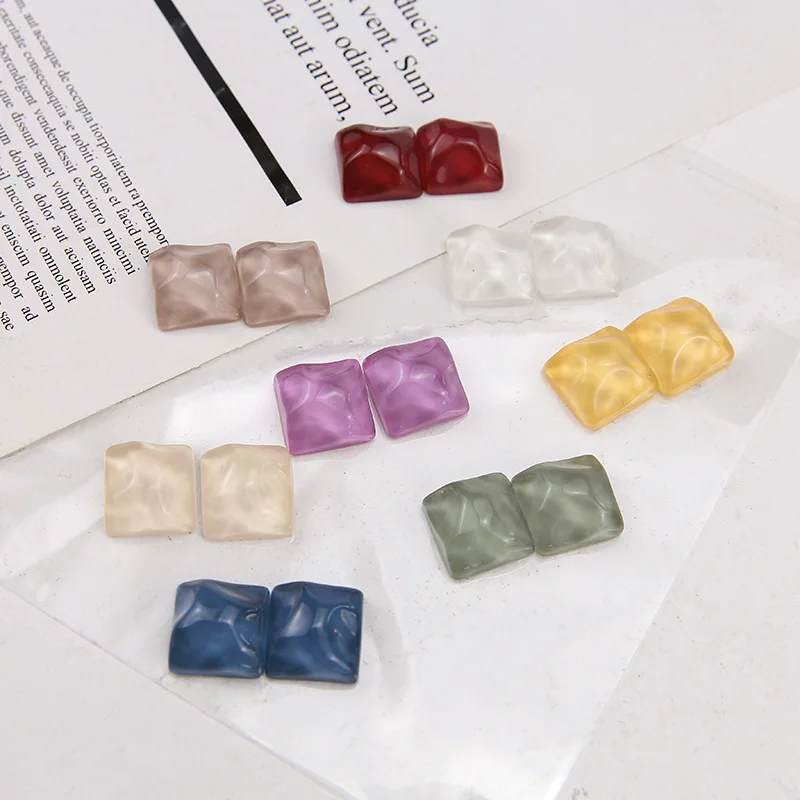 

10psc square irregular concave convex water ripple wave resin ear stud patch hand ornament earrings jewelry accessories material
