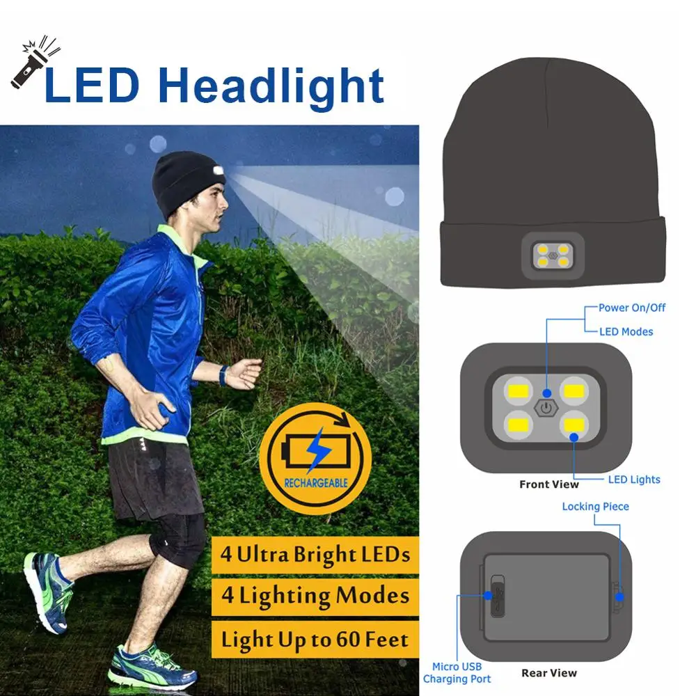 

Bluetooth LED Light Cap 40m Ultra Long Range Wireless Headset Cap High-grade Artificial Wool-acrylic
