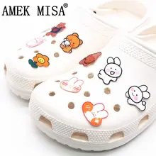 

10pcs/lot Acrylic Croc Charm Accessories Cartoon Cute Bunny and Bear Shoes Decorations Designer for jibz Kids X-mas Party Gifts