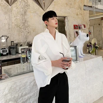 

Men White Shirt Long Sleeve Loose Casual White Shirts Male Women Vintage Fashion Streetwear Hip Hop Pullover Shirt