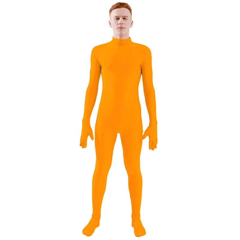 Orange Ensnovo, мужской костюм из лайкры и спандекса, водолазка, костюм для йоги, Одежда для танцев, цельный костюм на заказ, костюм для костюмированной вечеринки - Цвет: Orange