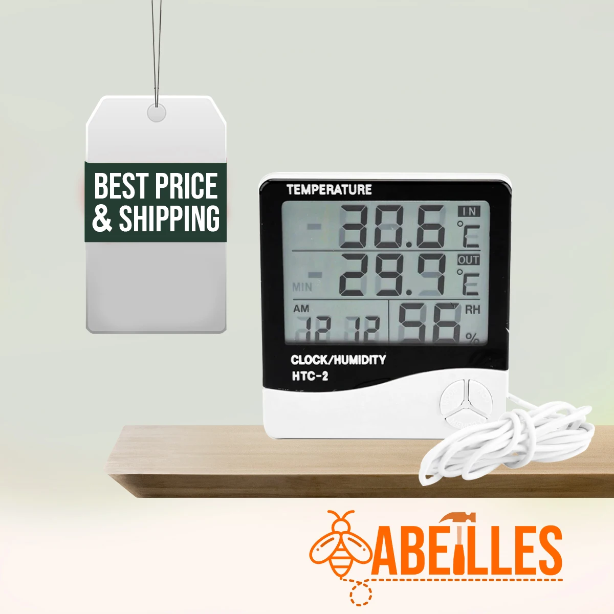 HTC-2 Digital para interiores y exteriores, alarma de temperatura y humedad