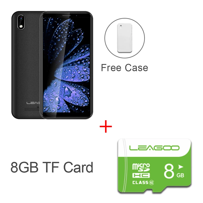BLACK N 8GB CARD LEAGOO Z10 Android мобильный телефон 5," 18:9 дисплей 1 ГБ ОЗУ 8 Гб ПЗУ MT6580M четырехъядерный 2000 мАч 5MP камера 3g смартфон - Цвет: BLACK N 8GB CARD