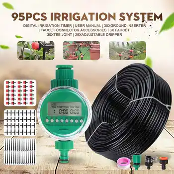 

Automatic Micro Drip Irrigation System With Ball Valve Water Timer Sprinkler Controller Home Garden Smart Plant Watering Kit