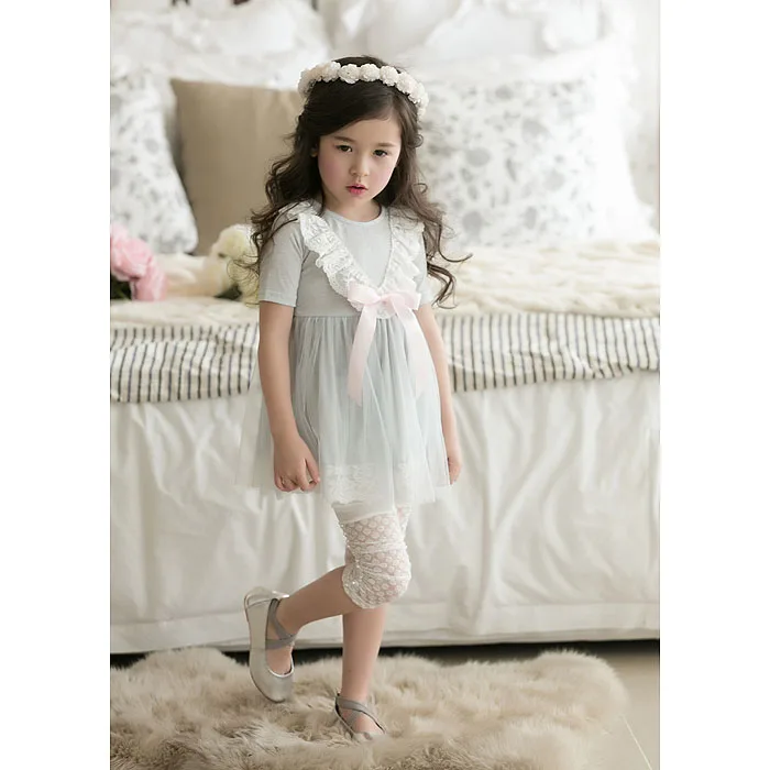 High Quality 2021 New Summer Girls Leggings Pants Lace Cotton Children Clothing Flower Girl Knee Pants