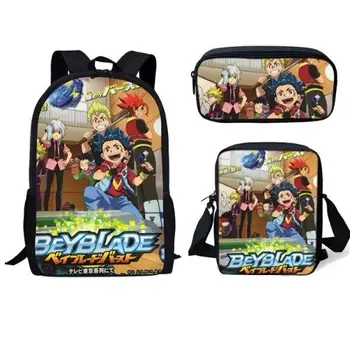 

Fashion Beyblade Burst Game 3Pcs Set Backpack 3D Anime Print Student School Rucksack Teenager Schoolbags Softback