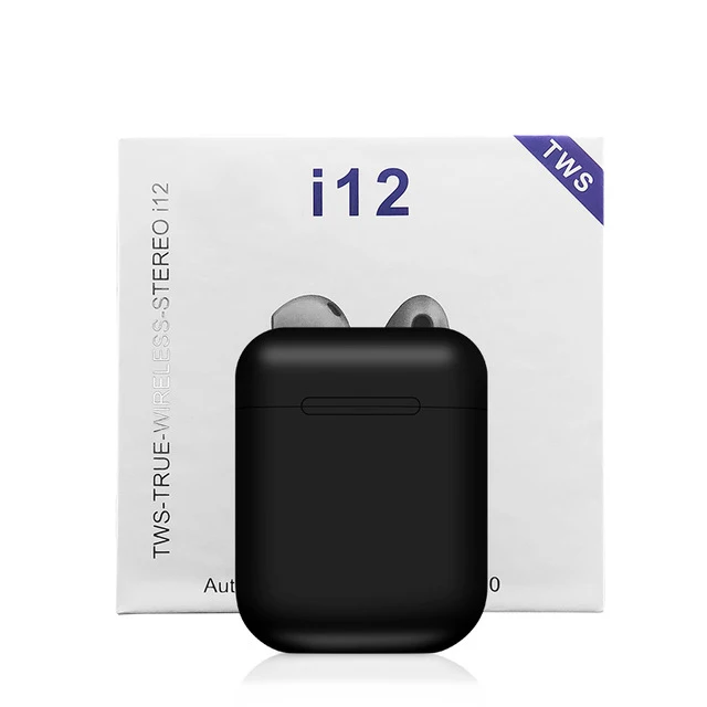 Matte Black I12 TWS всплывающие беспроводные Bluetooth наушники I12 матовая цветная Спортивная шумоподавление супер бас мини гарнитура 5,0 для HuaWei Android - Цвет: Matte Black