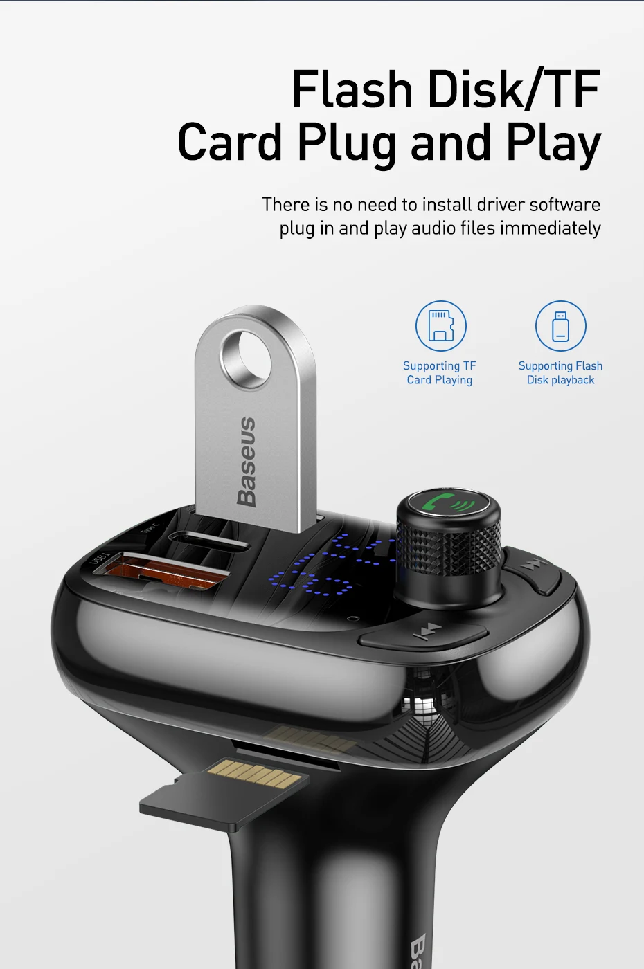Baseus Quick Charge 4,0 fm-передатчик автомобильное зарядное устройство для телефона Bluetooth 5,0 быстрая зарядка автомобильное зарядное устройство USB зарядка
