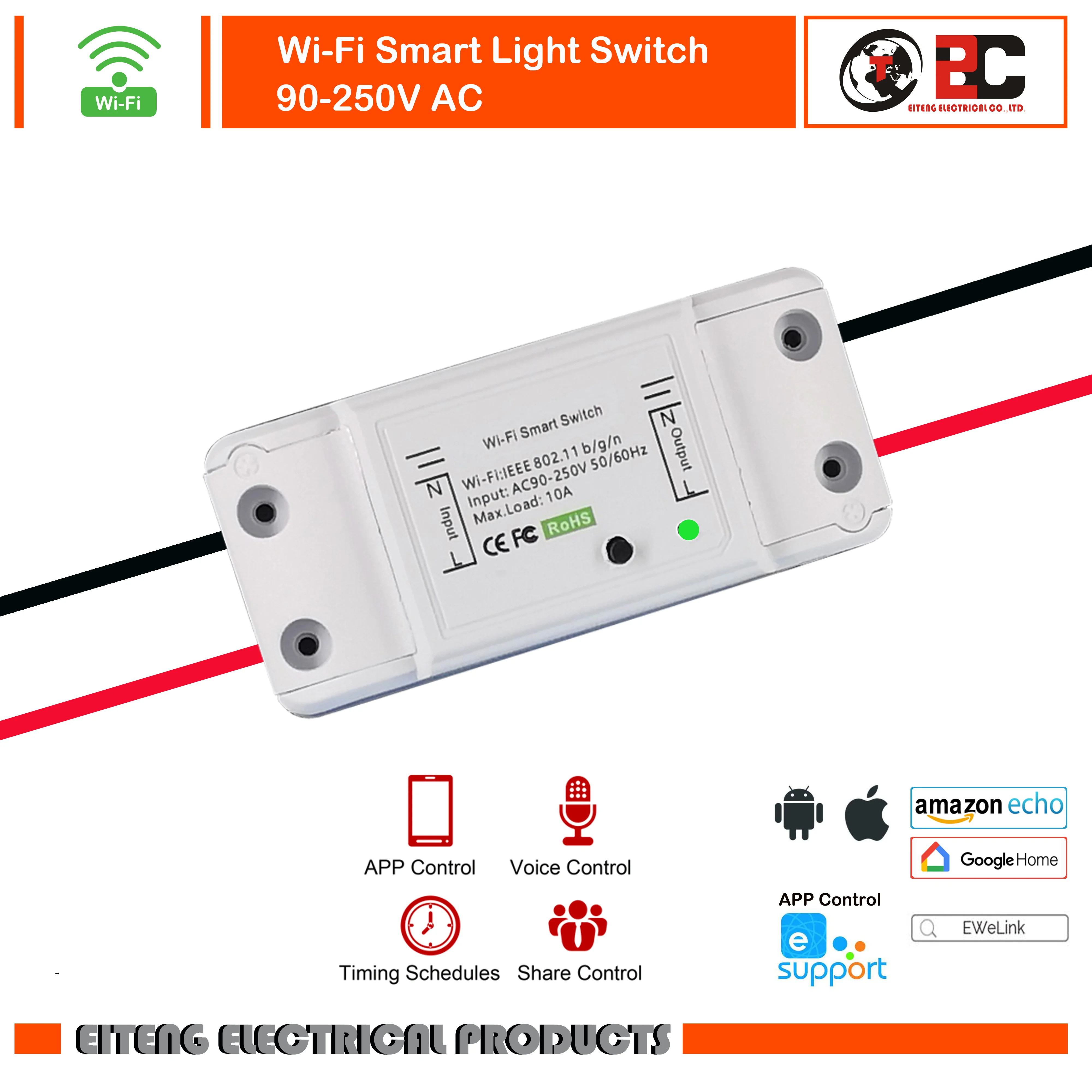 

Wifi+RF Smart light Switch for Alexa Google Home Timer 10A/2200W Wireless Remote Switch Smart Automation Module