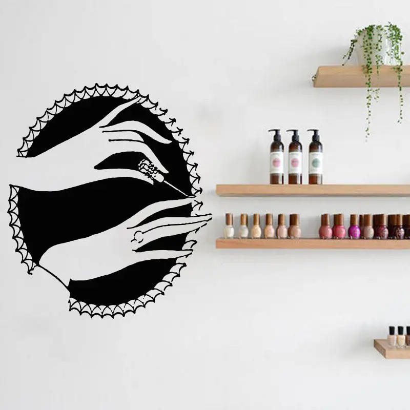 

Vinyl Art Nail Art Manicure Wall Sticker Beauty Nail Salon Shop Store Decoration Beauty Hand Design Poster Mural W582