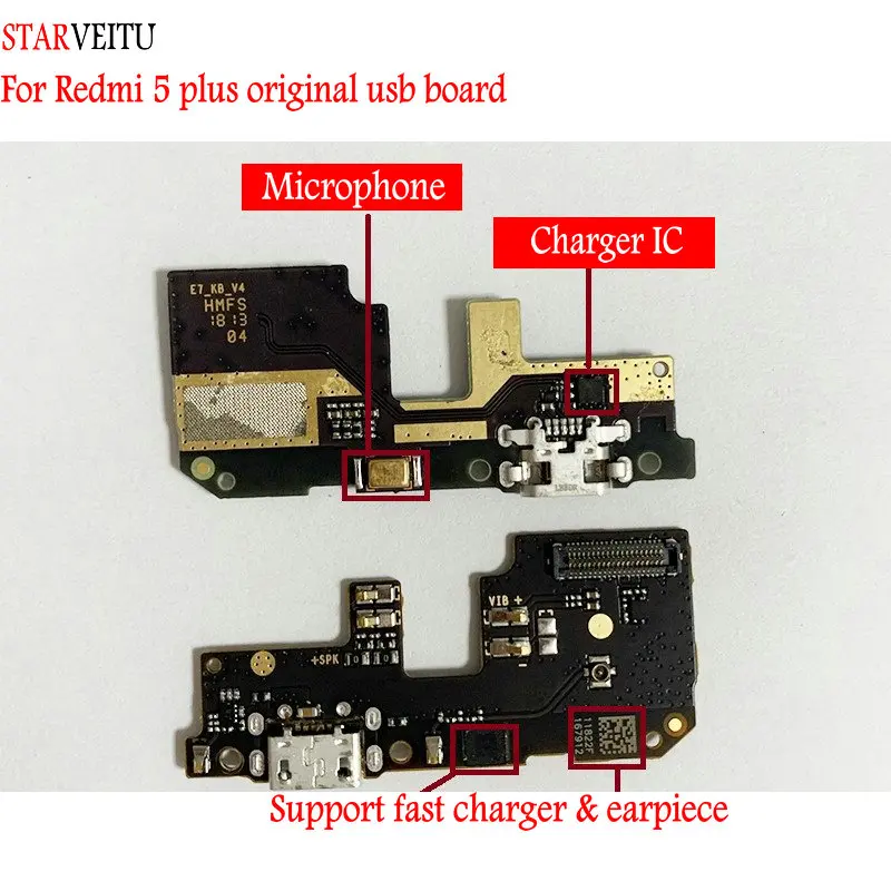 

For Xiaomi Redmi 5 plus USB Board Flex Cable Dock Connector Microphone Mobile Phone Original Charger Circuits For Redmi 5plus
