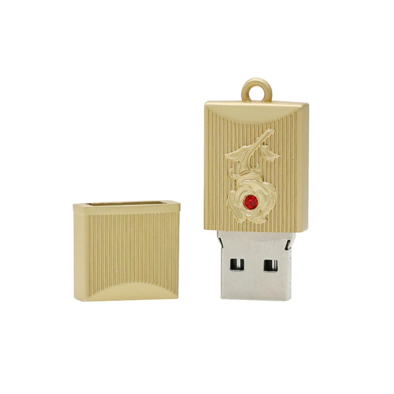 Металлический розовый Золотой прямоугольный usb U диск 4 ГБ 8 ГБ флеш-накопитель 16 ГБ 32 ГБ флеш-накопитель 64 ГБ 128 ГБ 256 ГБ cle usb 2,0 флэш-диск с кольцом для ключей