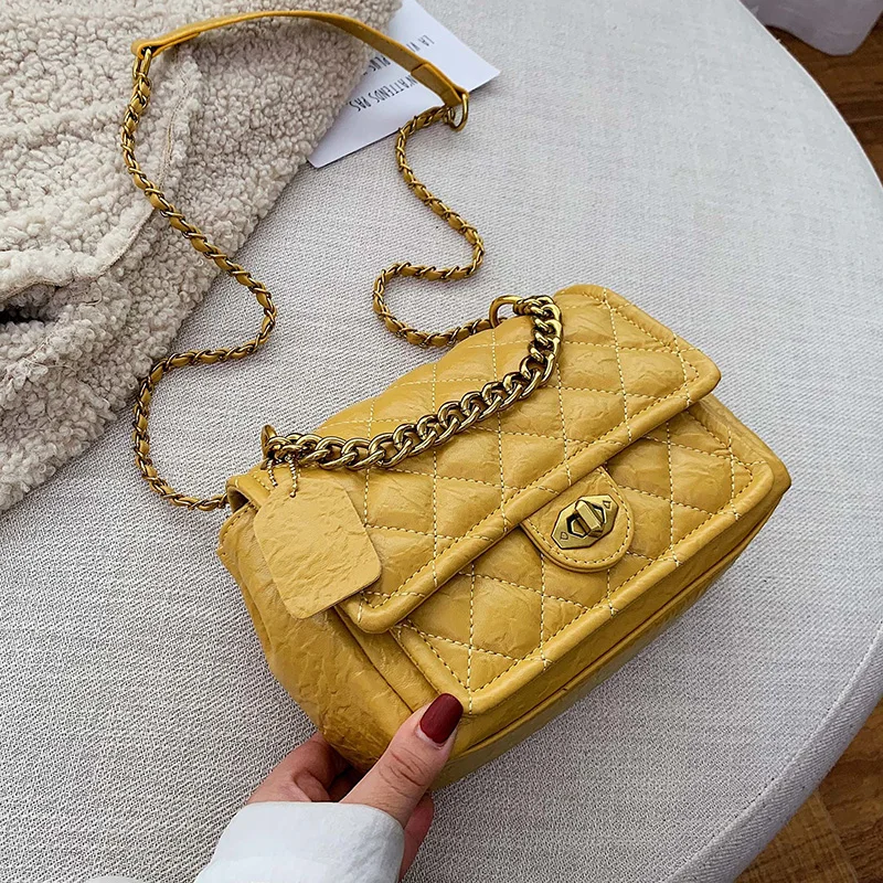 Koop Effen Kleur Pu Lederen Ketting Designer Crossbody Tassen Voor Vrouwen 2019 Kleine Schouder Tas Vrouwelijke Reizen Lock Handtassen
