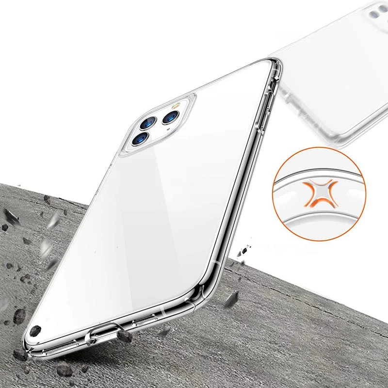 Для iPhone 11 Pro Max чехол из прозрачного закаленного стекла противоударный жесткий чехол для iPhone 11 5,8 6,1 6,5 размер прозрачный чехол