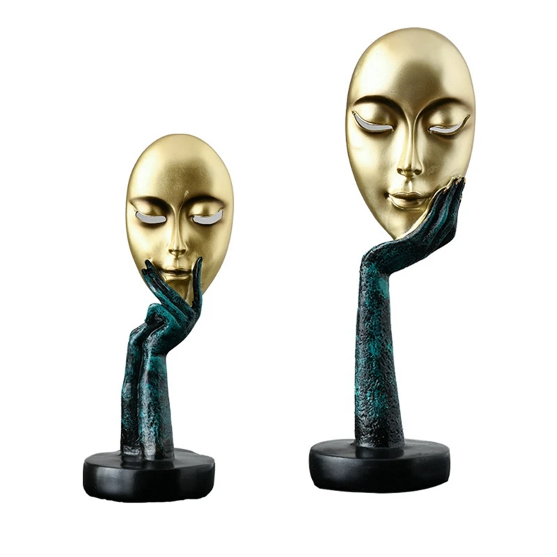 Creative Nordic Home Decor Abstract Figure Sculpture Woman Face Mask Statue Resin Art Crafts Ornaments Decoration | Дом и сад