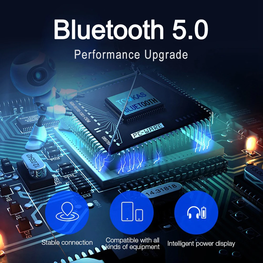 TOMKAS TWS Bluetooth 5.0 Earphone Wireless Headphones True Wireless 4D Stereo Bass Mini Earbuds Hifi Sport With Mic Charging Box (2)