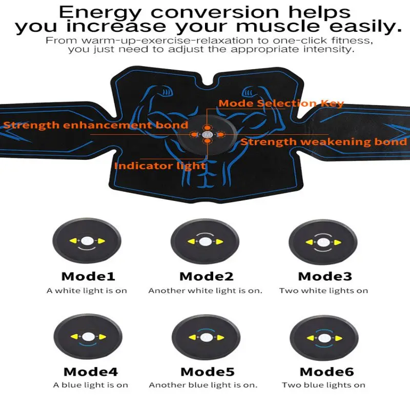 Muscle Stimulator Waist Belt Arm Leg Hip Band Portable USB Rechargeable Fitness Machine Abdominal Exerciser EMS Training Device