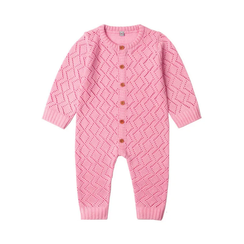 pink Комбинезоны для новорожденных мальчиков и девочек; коллекция года; сезон осень-зима; вязаная одежда с длинными рукавами для новорожденных; комбинезон для малышей; Infantil Menina; комбинезон - Цвет: pink