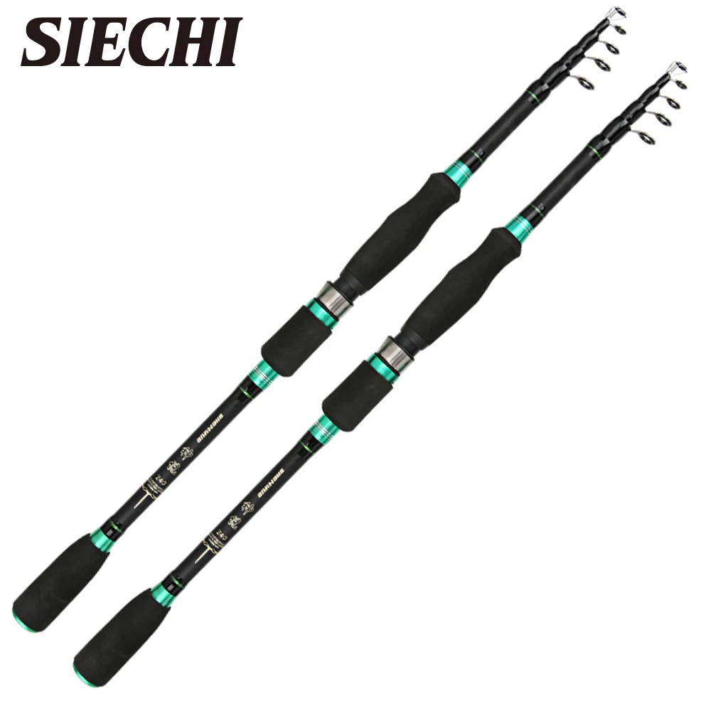 スピニングロッド カーボンファイバー ブラック Siechi-超軽量伸縮式スピニングロッド,カーボンファイバー
