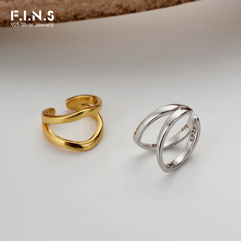 Ear Clip Earrings Clip Earrings Ear Clip Ear Accessories 1PC INS Style Simple S925 Sterling Silver Double-Layer Open Geometric Ear Clip Without Pierced Silver 925 Jewelry