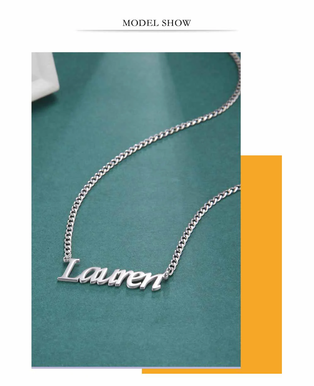 Lemegeton 3 mm kubanische Kette, personalisierte, individuelle Namenskette für Damen und Herren, goldfarben, Edelstahl, Schmuck, Mama-Geschenke – Detail 6