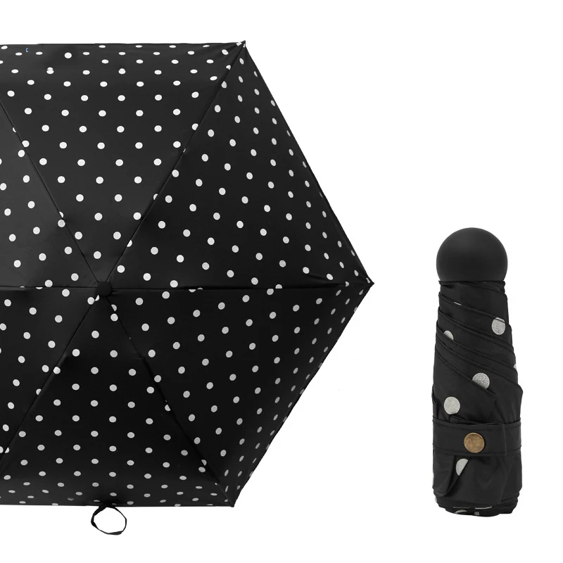 Женский мини-зонт складывающийся в карман черное пластиковое покрытие анти-УФ зонтик портативный дорожный Зонт 5 раз непогодный зонт - Цвет: 5