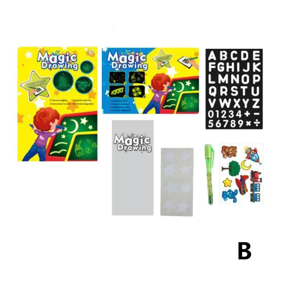 A3 yellow A4 A3 A5 Reusable Magic Book Board Tablet Set Kids Drawing Toys Draw with Light In Dark Children Fun Developing Supplies - Цвет: A3 yellow