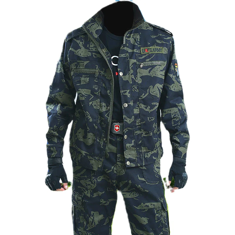 Overwear Camouflage Suit Thickened Wear-resistant Spring Autumn Labor Insurance Suit Men's Auto Repair Site Overalls Men Sets site