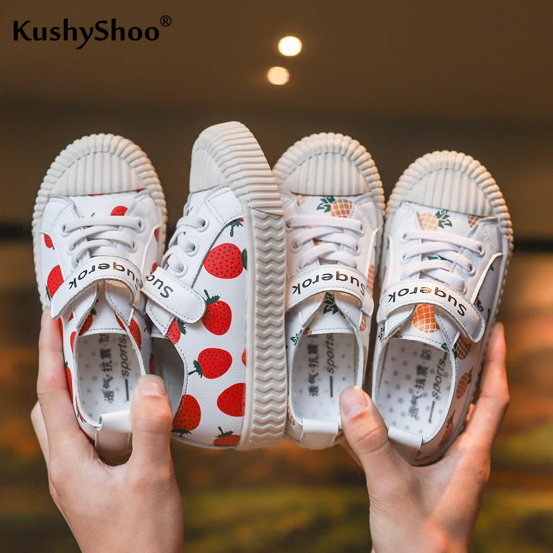 

KushyShoo Children's Shoes 2019 Girl Fruit Printed Shoes Strawberry Pineapple Fashion Children Casual Shoes Baby Girl Sneakers